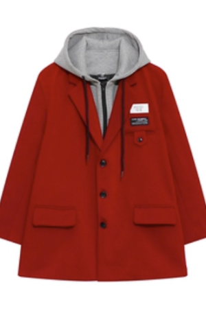 Hooded Trench Coat Suit for Men - Stylish Faux Two-Piece Design, Unique High-End Fashion, Perfect for 90s and Y2K Inspired Looks