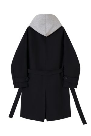 Hooded Trench Coat Suit for Men - Stylish Faux Two-Piece Design, Unique High-End Fashion, Perfect for 90s and Y2K Inspired Looks