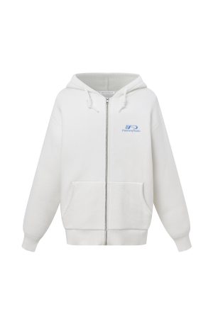 Hooded Zipper Cardigan Sweater for Women, Basic Knitted with Embroidered Logo, Casual Spring Autumn Jacket, Y2K Style