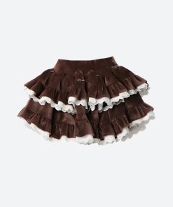 How To Style Doc Martens With Dress, Pretty Outfits - Velvet Ruffle Layered Mini Skirt