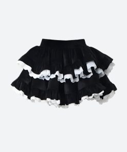 How To Style Doc Martens With Dress, Pretty Outfits - Velvet Ruffle Layered Mini Skirt