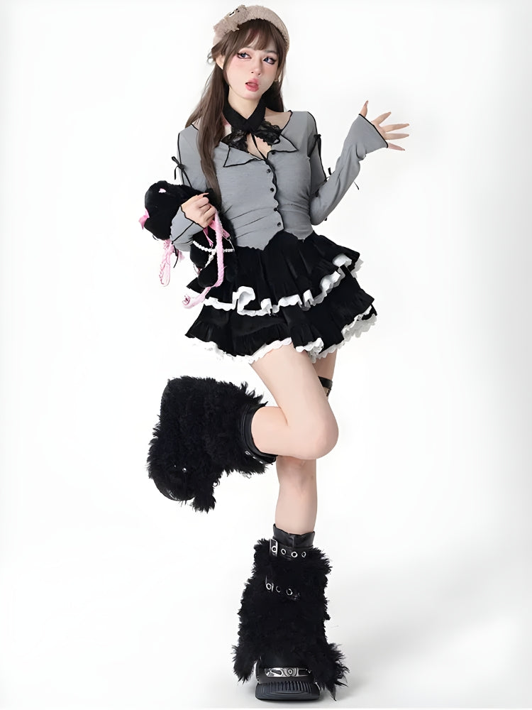 How To Style Doc Martens With Dress, Pretty Outfits - Velvet Ruffle Layered Mini Skirt How To Style Doc Martens With Dress, Pretty Outfits - Velvet Ruffle Layered Mini Skirt