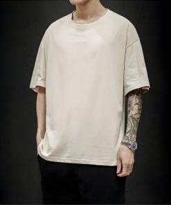 How To Style Wide Leg Jeans, Lolita Outfits - Soft Boy Crew Neck Basic Tee