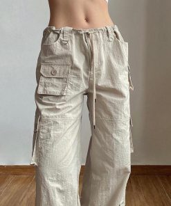 Idea Public School Uniform, Back To School Outfits Alternative - Drawstring Low Rise Cargo Pants