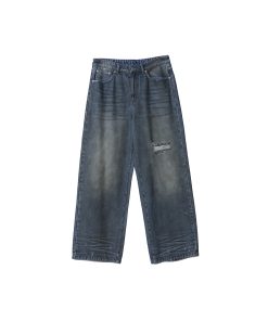 Indigo Dyed Distressed Denim Pants for Women | Trendy Y2K Style | Fashionable Casual Wear