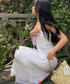 Intj Outfit Women, Jacket Outfit Korean - Fairycore Lace Strapless Top & Maxi Skirt Two Piece Set