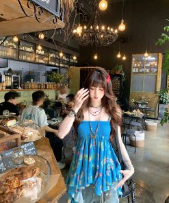 Irregular Floral Camisole - Spicy Girl Ukiyo-e Summer Top for Women - Trendy Doll Shirt - Y2K Inspired Fashion Outerwear