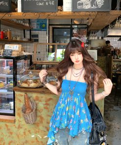 Irregular Floral Camisole - Spicy Girl Ukiyo-e Summer Top for Women - Trendy Doll Shirt - Y2K Inspired Fashion Outerwear