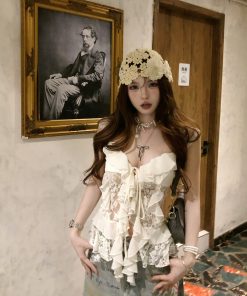 Irregular French Lace Hollow Out Camisole - Women's Summer Slim Fit Top, Romantic Style, Perfect for Y2K and Casual Outings