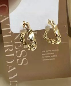 Irregular Hammered Diamond-Studded Earrings for Women - Niche Design Elegant Studs, High-End Fashion Accessories