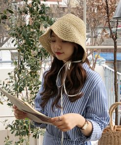 Irregular Lace-Up Raffia Fisherman Hat for Sun Protection - Super Cute French Girl Style, Korean Fashion Trend