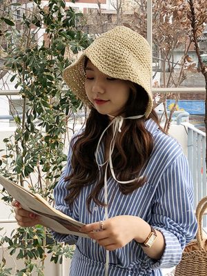 Irregular Lace-Up Raffia Fisherman Hat for Sun Protection - Super Cute French Girl Style, Korean Fashion Trend