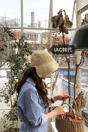 Irregular Lace-Up Raffia Fisherman Hat for Sun Protection - Super Cute French Girl Style, Korean Fashion Trend