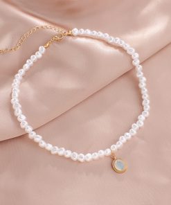 Irregular Pearl Choker Necklace for Women, Summer Baroque Oval Pendant Collar, Light Luxury Clavicle Chain
