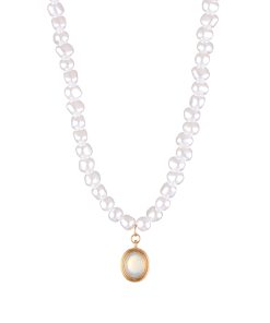 Irregular Pearl Choker Necklace for Women, Summer Baroque Oval Pendant Collar, Light Luxury Clavicle Chain