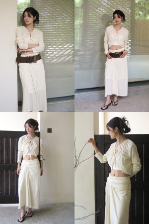 Irregular Pleated Knit Long Skirt - Trendy 90s Inspired Style, Chic Casual Wear for Effortless Fashion