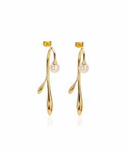 Irregular Rattan Pearl Earrings for Women - Vacation Style Light Luxury Ear Studs with Two Wearing Methods