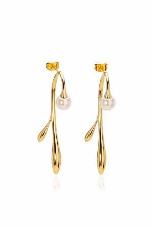 Irregular Rattan Pearl Earrings for Women - Vacation Style Light Luxury Ear Studs with Two Wearing Methods
