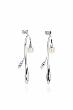Irregular Rattan Pearl Earrings for Women - Vacation Style Light Luxury Ear Studs with Two Wearing Methods