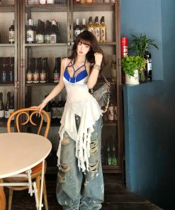 Irregular Sheer Camisole Top for Summer - Sexy Waist-Cinching Cloud Floating Dream Style for Hot Girls