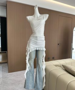 Irregular Strap Gradient Tank Top for Women - Summer Outerwear Layer, Niche Design, Trendy and Stylish