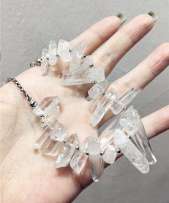 Irregular Texture Natural Stone Long Bar Geometric Necklace - Internet Celebrity Style Clavicle Chain Pendant Accessory