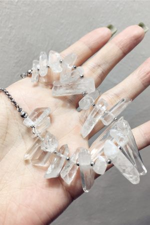 Irregular Texture Natural Stone Long Bar Geometric Necklace - Internet Celebrity Style Clavicle Chain Pendant Accessory
