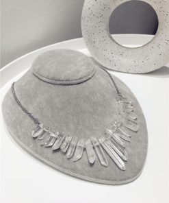 Irregular Texture Natural Stone Long Bar Geometric Necklace - Internet Celebrity Style Clavicle Chain Pendant Accessory