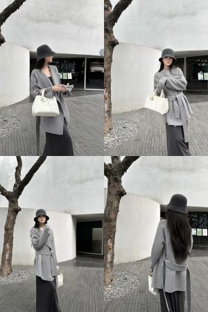 Irregular Woolen Lapel Short Coat for Women - Double-Sided Autumn Winter Jacket in Trendy Temperament Style