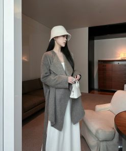 Irregular Woolen Lapel Short Coat for Women - Double-Sided Autumn Winter Jacket in Trendy Temperament Style