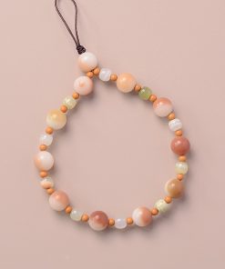 Jade Pink Bodhi Root Bead Phone Strap Mobile Chain Pendant for Women - Exquisite Anti-Lost Wrist Accessory