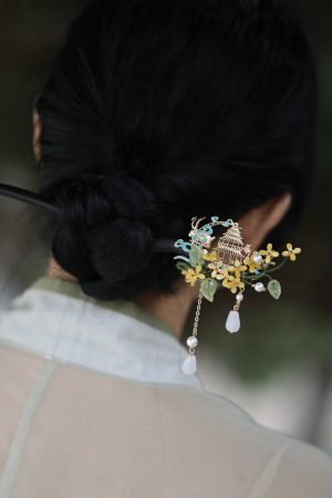 Jade Rabbit Hairpin - Mid-Autumn Festival Headpiece, Chinese Style Hanfu Hair Accessories, Qipao Decoration, Ebony Hairpin