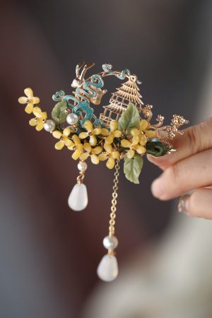 Jade Rabbit Hairpin - Mid-Autumn Festival Headpiece, Chinese Style Hanfu Hair Accessories, Qipao Decoration, Ebony Hairpin