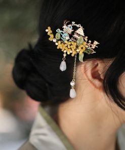 Jade Rabbit Hairpin - Mid-Autumn Festival Headpiece, Chinese Style Hanfu Hair Accessories, Qipao Decoration, Ebony Hairpin