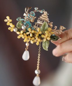 Jade Rabbit Hairpin - Mid-Autumn Festival Headpiece, Chinese Style Hanfu Hair Accessories, Qipao Decoration, Ebony Hairpin