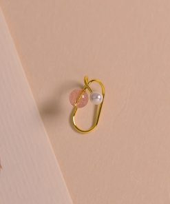 Jade Strawberry Crystal Pearl Ear Cuffs, High-End No-Hole Clip Earrings, Unique Jade Stone Accessories for Women