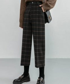 Japan Outfit, Europe Outfits - Dark Academia Plaid Pants