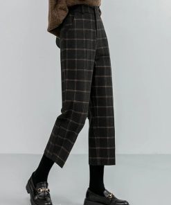Japan Outfit, Europe Outfits - Dark Academia Plaid Pants
