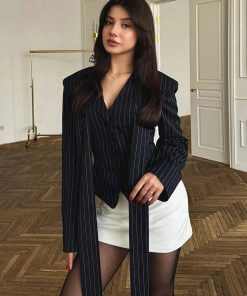 Japan Winter Fashion Women, Korea Outfit Winter - V-Neck Blazer Jacket