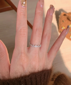 Japanese and Korean Style Lace Hollow Five-Petal Flower Ring for Women - Adjustable, Simple, Versatile, Sweet Design