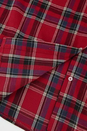 Japanese Fashion, Long Skirt Whimsigothic - Oversized Plaid Shirt