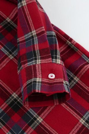 Japanese Fashion, Long Skirt Whimsigothic - Oversized Plaid Shirt