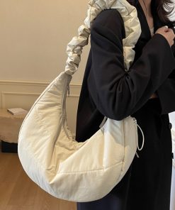 Japanese Harajuku Cotton Tote Bag for Women - Spring/Summer 2025, Large Capacity Dumpling Shoulder Crossbody Bag