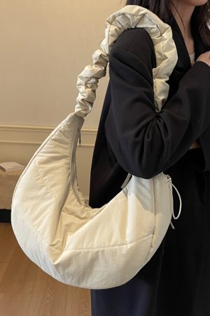 Japanese Harajuku Cotton Tote Bag for Women - Spring/Summer 2025, Large Capacity Dumpling Shoulder Crossbody Bag