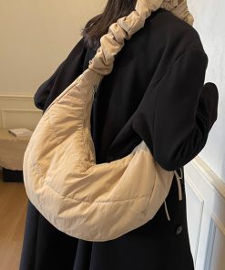 Japanese Harajuku Cotton Tote Bag for Women - Spring/Summer 2025, Large Capacity Dumpling Shoulder Crossbody Bag