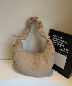 Japanese Harajuku Cotton Tote Bag for Women - Spring/Summer 2025, Large Capacity Dumpling Shoulder Crossbody Bag