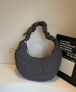 Japanese Harajuku Cotton Tote Bag for Women - Spring/Summer 2025, Large Capacity Dumpling Shoulder Crossbody Bag