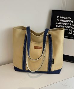 Japanese Harajuku Large-Capacity Canvas Tote Bag for Women, 2025 Simple Design for College, Class, and Commuting