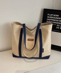 Japanese Harajuku Large-Capacity Canvas Tote Bag for Women, 2025 Simple Design for College, Class, and Commuting