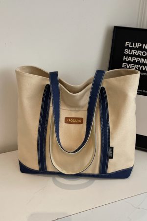 Japanese Harajuku Large-Capacity Canvas Tote Bag for Women, 2025 Simple Design for College, Class, and Commuting